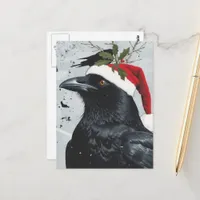 A Cute Christmas Raven Postcard