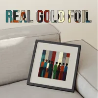 Abstract human shapes gold red blue green foil prints