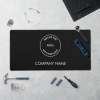 Simple Company Name and Logo Black Desk Mat