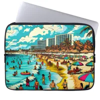 Beach with a Comic Book Pop Art Vibe Laptop Sleeve