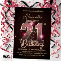 Elegant Luxury Midnight Glow 21st Birthday Invitation