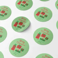 Red & Green Color Changable Gifts Merry Christmas Classic Round Sticker