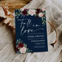Fall In Love Navy Bridal Shower Invitation