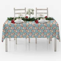 Vintage Retro Santa Blue Christmas Tablecloth