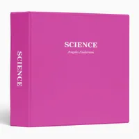 Personalized Pink School Subject 3 Ring Binder