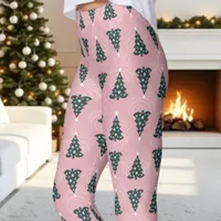 Pink Christmas Tree Pattern Holiday Leggings