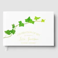 Green English Ivy Celebration of Life Memorial Foil Guest Book