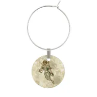 Vintage Angel Glittering Gold V4 ID136 Wine Charm