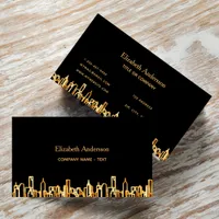 Black gold city skyline business real estate business card