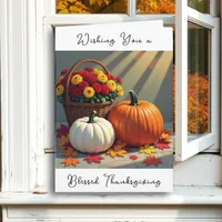 Thanksgiving Blessings | Autumn Leaves and Mums Card