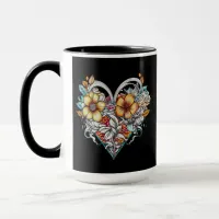 Personalized Floral Heart with Sentimental Message Mug