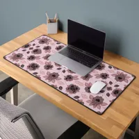 Elegant pink and black lace in vintage style,  desk mat