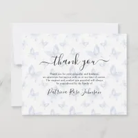 Blue Butterfly Funeral Memorial Thank You Card