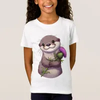 Watercolor Otter and Thistle T-Shirt