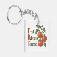 Funny Fresh Delicious Tomatoes Vintage woodblock  Keychain