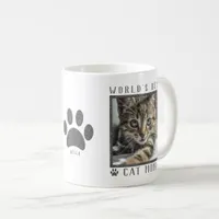 World's Best Cat Mom Silver Glitter Paws Pet Photo Coffee Mug