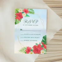 Tropical Floral Beach Gold Wedding RSVP