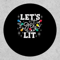 Let's Get Lit Christmas Lights Funny Retro Patch
