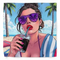 Purple Bikini, Sunglasses and Bandana Woman 