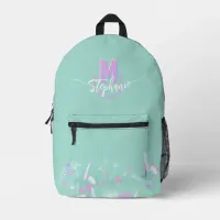 Sweet flowers monogrammed  printed backpack