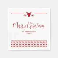 Red Nordic Merry Christmas Holiday Party Napkins