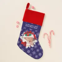 Your Photo Santa Baby Snowflake & Blue Background Christmas Stocking