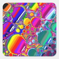 Rainbow Blast Abstract Art   Square Sticker
