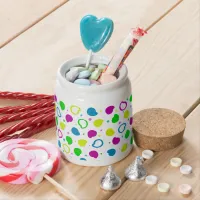 Colorful neon dots and shapes retro pattern candy jar