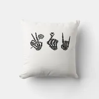 Peace And And Roll Skeleton Hands Classic Throw Pillow