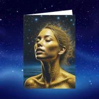 Serene Ethereal Woman under the Stars Blank Card