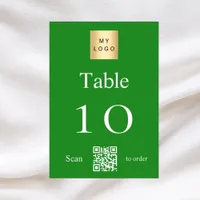Green white business logo QR code table number