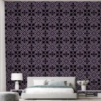 Geometric Flowers Black And Pink Wallpaper