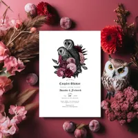 Gothic Owl and Floral Halloween Couples Shower Invitation