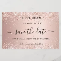 Quinceanera rose gold save the date card