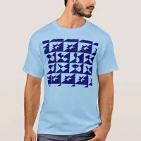 Best Dad Wild Text Pattern & Stars Blue & White T-Shirt