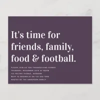 Bold Food Football Thanksgiving Dinner Invitation