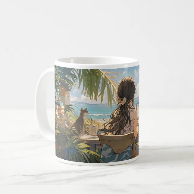  Anime office by the sea Coffee Mug