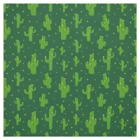 Cartoon Green Cactus Plants Pattern Fabric