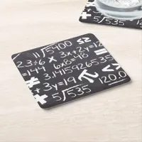 Math Equations and Formulas Fun Boffin Square Paper Coaster