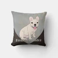 French Bulldog Coffee Brown Blue Ice Grunge Throw Pillow