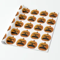 Jack o' Lantern Unhappy Face, Halloween Pumpkin Wrapping Paper