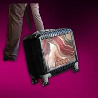 Name Monogram Modern Gold & Maroon Geode | Luggage