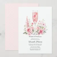 Elegant Petals & Prosecco Floral Bridal Shower Invitation