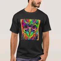 Owl with Colorful Feathers Quirky AI Art T-Shirt