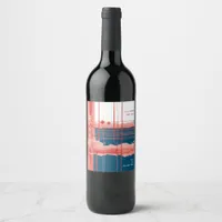 Watercolor Red Stripes and Blue Band Wine Label