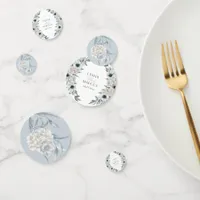 Elegant  Watercolor Dusty Blue Botanical Confetti