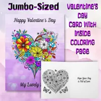 Large Happy Valentine's Day for Her Coloring Page Card