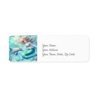 Mermaid Under the Sea Coastal Beach Label