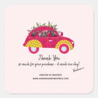 Thank You for Your Order  Fun Floral Colorful Square Sticker