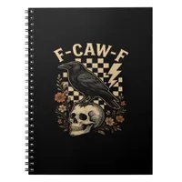 Halloween F-Caw-F Raven Bird F-Caw-F Crow Checkere Notebook